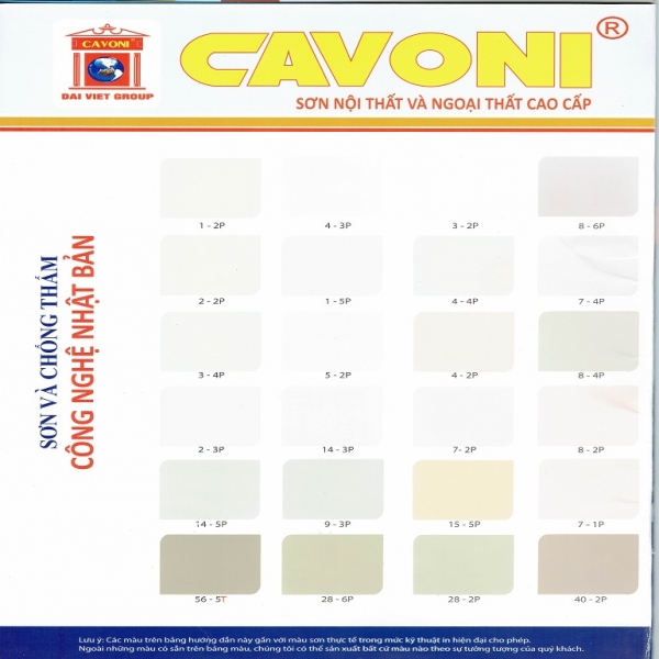 Bảng màu sơn Cavoni